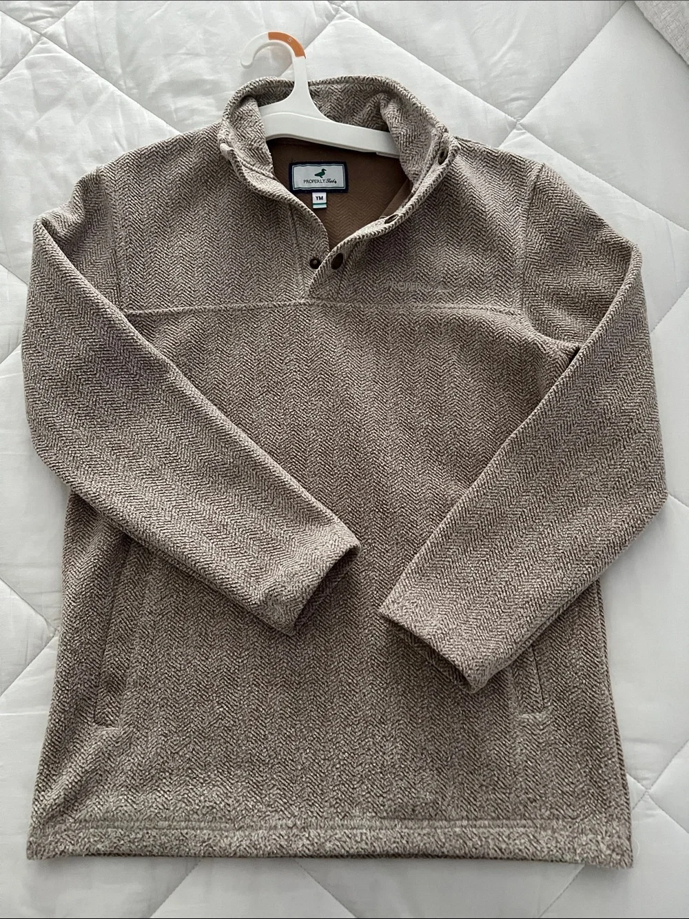 Kids Size Medium Zip-Up Pullover Jacket - Neutral Taupe Amazing Condition